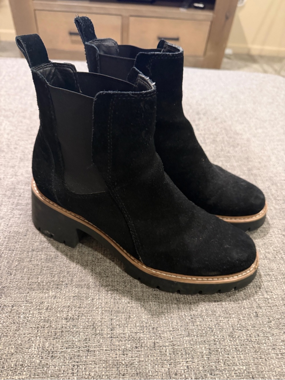 Dolce Vita Black Suede Chelsea Lug Booties